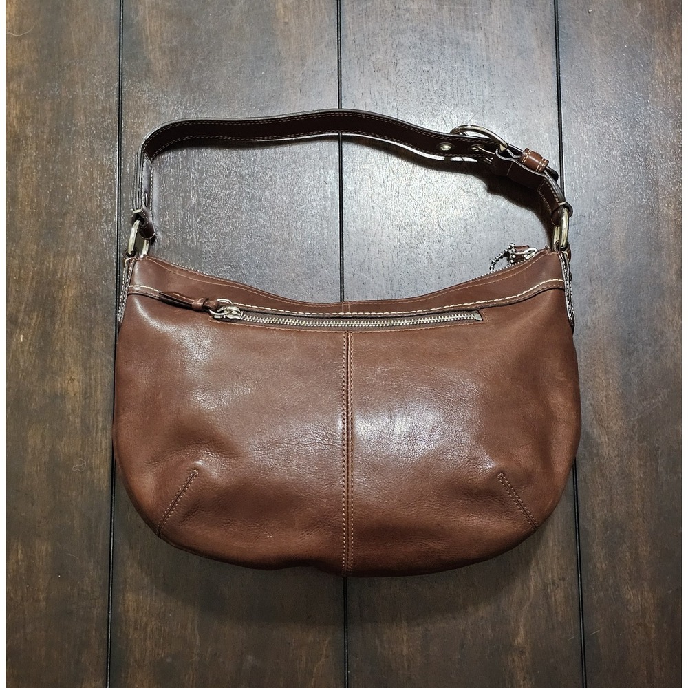 Genuine Coach Hobo Brown Pleated Soho Leather Shoulder Bag F13730 - Picture 2 of 7